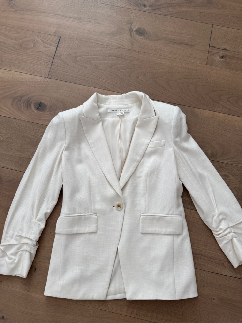 Veronica Beard Cream Single-Button Tailored Blazer
